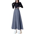 thumbnail image 1 of Gytharion Blazer Midi Skirts for Women Fashion Flowy A Line Swing Office Work Skirt Ladies Elegant Solid High Waist Pleated Long Skirts, 1 of 6