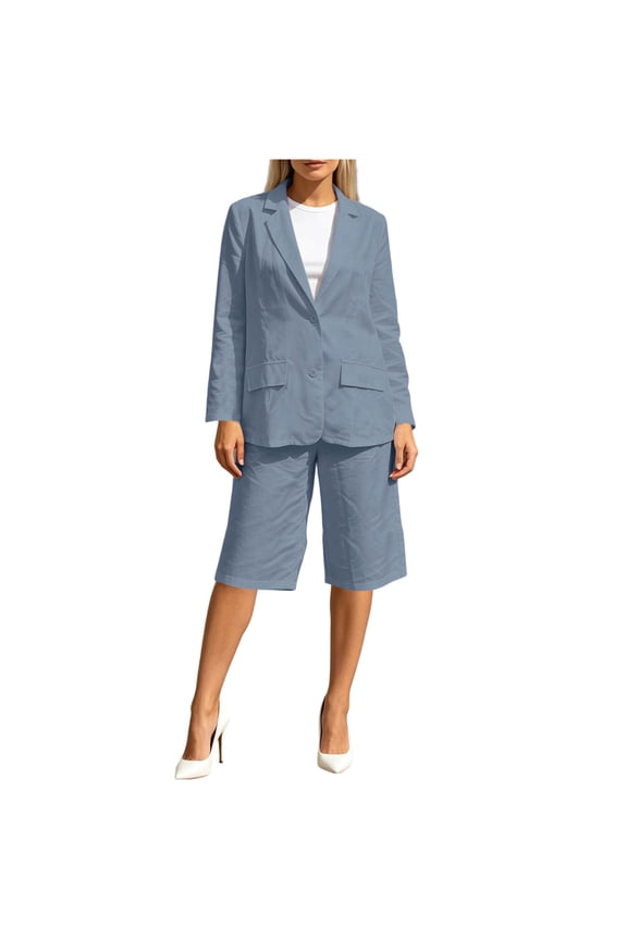 Blazer Sets for Women 2 Piece Outifits Open Front Lapel Casual Blazer Jackets and Shorts Elegant Work Office Business Suits