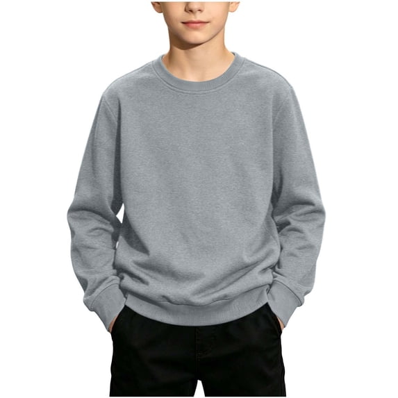 Gytharion Boys Basic Sweatshirts Solid Color Round Neck Long Sleeve Pullovers Lightweight Casual Sports Tops,1Y-13Y