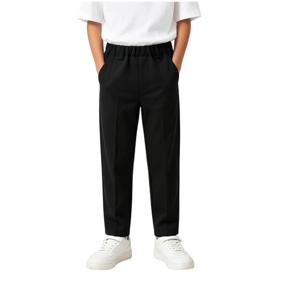 Gytharion Boys Dressy Pants Kids School Uniform Pants Solid Color Elastic Waist Casual Pants,5Years-15Years