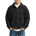 thumbnail image 1 of Gytharion Boys Lapel Sweatshirts Solid Color Buttoned Pullover Tops Fall and Winter Waffle Casual Warm Long Sleeve Tops,3T-14T, 1 of 6