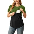 thumbnail image 1 of Gytharion Breastfeeding Pregnancy T-shirts for Women Crewneck Short Sleeve Maternity Blouse Color-bloking Comfortable Nursing Tops, 1 of 6