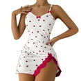thumbnail image 1 of Gytharion Cami Nightgowns for Women Cute Heart Print V-Neck Spaghetti Strap Sleepshirt Soft Comfy Short Ribbed Knit Nightshirt Lightweight Casual Lace Split Loungewear Sleepwear, 1 of 4