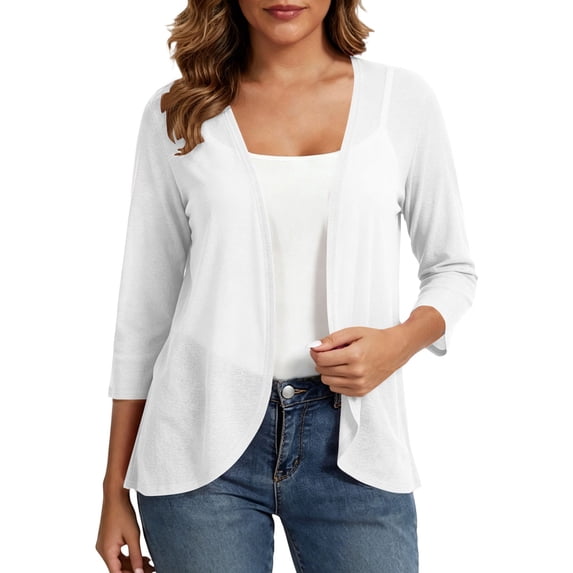 Gytharion Casual Lightweight Cardigan For Women Open Front 3/4 Sleeves Shirts Fashion Soild Color Cardigans