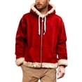 thumbnail image 1 of Gytharion Christmas Winter Jackets for Men Soft Comfy Fuzzy Trim Hooded Jacket Fashion Solid Casual Long Sleeve Plush Coat Lightweight Loose Zip Up Warm Outerwear with Pocket, 1 of 6