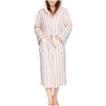 thumbnail image 1 of Gytharion Coral Velvet Robes for Women Winter Warm Plush Kimono Robe Soft Cozy Belted Fleece Hooded Bathrobe Stripe Print Knee-Length Fuzzy Housecoat with Pockets, 1 of 4