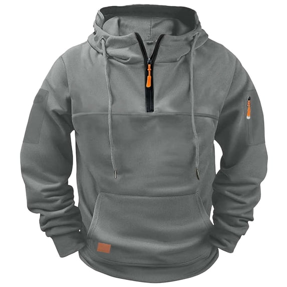 Gytharion Drawstring Hoodies for Men Plus Size Loose Comfy Long Sleeve Quarter-Zip Hooded Sweatshirt Fall Winter Solid Casual Fleece Warm Pullover Sweatshirt with Pockets