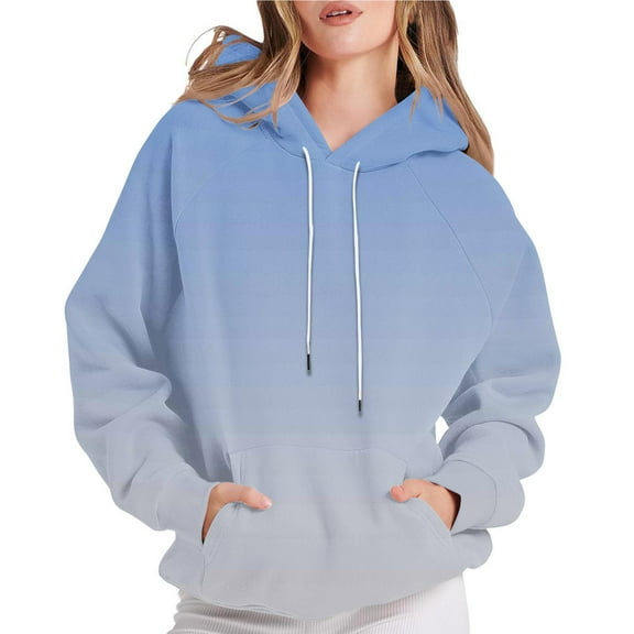 Gytharion Fall Hooded Sweatshirts for Women Fashion Loose Comfy Drawstring Hoodie with Pocket Ladies Gradient Printed Casual Long Sleeve Pullover Tops