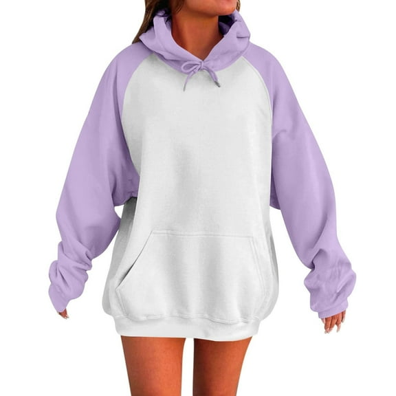 Gytharion Fall Hoodie Sweatshirts for Women Fashion Casual Color Blocking Pullover Tops with Front Pocket Womens Loose Comfy Long Sleeve Drawstring Hoodies