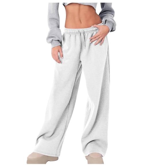 Gytharion Fall Sweatpants for Women Loose Comfy Wide Leg Slacks with Pockets Fashion Solid Casual Drawstring Elastic High Waisted Lounge Pant