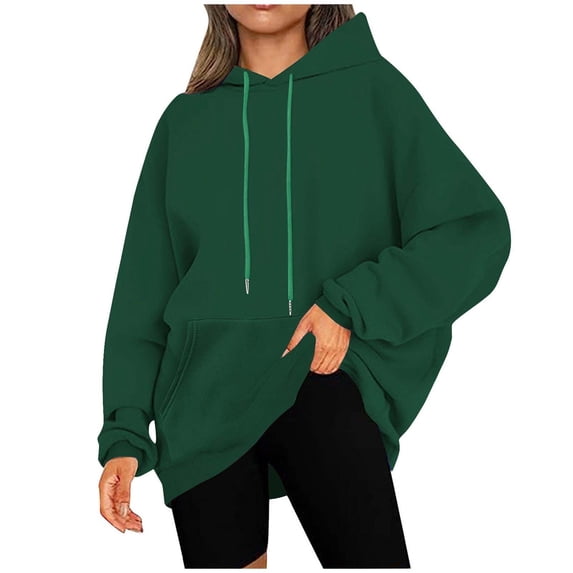 Gytharion Fall Winter Hooded Sweatshirts for Women Plus Size Solid Casual Long Sleeve Drawstring Hoodie Ladies Lightweight Loose Pullover Warm Blouses with Pocket