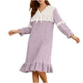 thumbnail image 1 of Gytharion Flannel Nightgowns for Women Winter Fuzzy Fleece Warm V-Neck Sleepshirt Soft Cozy Long Sleeve Lace Plush Nightshirt Cute Solid Ruffled Hem Nightdress Mid-Length Sleepwear, 1 of 6