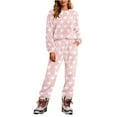 thumbnail image 1 of Gytharion Flannel Pajama Sets for Women Winter Soft Cozy Plush Thermal Sleepwear Outfits Cute Heart Print Crew Neck Fuzzy Top and Pants Loungewear Sets 2 Piece Pj Sets with Pockets, 1 of 4