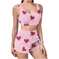 thumbnail image 1 of Gytharion Flannel Pajamas Set for Women Cute Heart Print Fleece Warm Cropped Pj Tank Top and Shorts 2 Piece Loungewear Set Winter Soft Cozy Fuzzy Thermal Sleepwear Set, 1 of 5