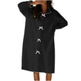 thumbnail image 1 of Gytharion Fleece Nightgowns for Women Winter Warm Plush Sleepshirt Cute Solid Bow Pullover Mid-Length Nightdress Soft Cozy Ruffled Long Sleeve Lapel Sleepwear, 1 of 7