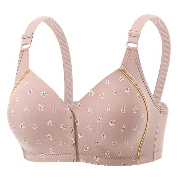 Gytharion Front Button Plus Size Bras for Women Wireless Push-up Bras Breathable Adjustable Everyday Bra,36B/C-46B/C