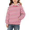 thumbnail image 1 of Gytharion Girls Hooded Sweatshirts Fashion Stripe Long Sleeve Hoodies Warm Pullover Sweatshirts with Pockets,3Years-14Years, 1 of 5