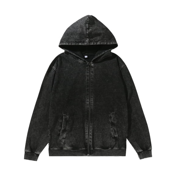 Gytharion Hooded Sweatshirts for Men Plus Size Fall Winter Loose Comfy Full Zip Up Hoodie Fashion Solid Long Sleeve Casual Sweatshirt Jacket with Pockets