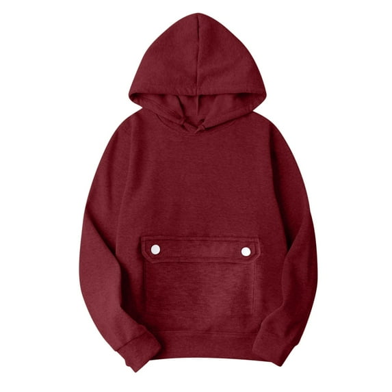 Gytharion Hooded Sweatshirts for Women Fall Loose Casual Long Sleeve Drawstring Hoodie Fashion Solid Color Front Pocket V-Neck Pullover Tops