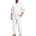 thumbnail image 1 of Gytharion Hooded Sweatsuits for Men 2 Piece Sportwear Outfits Solid Casual Long Sleeve Button Drawstring Hoodie and Jogger Sweatpants Sets Loose Comfy Jacquard Tracksuit Sets, 1 of 4