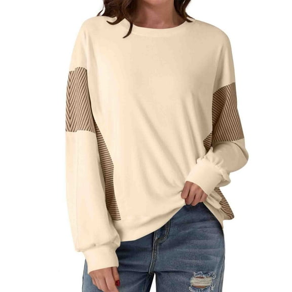 Gytharion Hoodless Sweatshirts for Women Fall Winter Loose Cozy Crew Neck Blouse Fashion Casual Long Sleeve Drop Shoulder Pullover Top