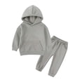 thumbnail image 1 of Gytharion Kids 2PC Fleece Lined Sweatsuits Warm Thickened Solid Color Hoodies Suits Kangaroo Pocket Pullover Sweatshirts and Elastic Wasit Jogger Pants Outfits for Fall and Winter,1Y-13Y, 1 of 4