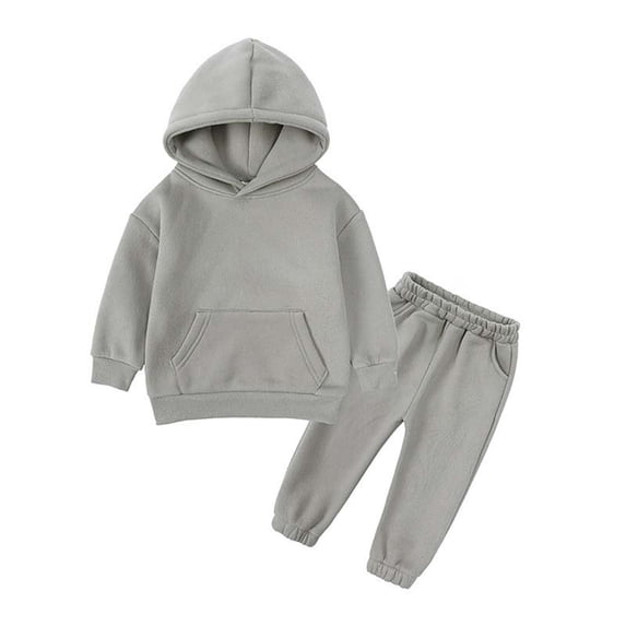 Gytharion Kids 2PC Fleece Lined Sweatsuits Warm Thickened Solid Color Hoodies Suits Kangaroo Pocket Pullover Sweatshirts and Elastic Wasit Jogger Pants Outfits for Fall and Winter,1Y-13Y