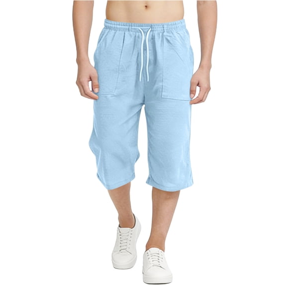 Gytharion Kids Capris for Boys Girls 4-15 Years, Summer Solid Elastic Waist Drawstring Cropped Pants Lightweight Casual Linen-Like Beach Capri Pants