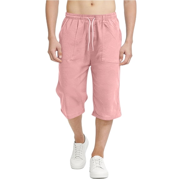 Gytharion Kids Capris for Boys Girls 4-15 Years, Summer Solid Elastic Waist Drawstring Cropped Pants Lightweight Casual Linen-Like Beach Capri Pants