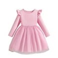 thumbnail image 1 of Gytharion Kids Flower Girl Dresses 1-10 Years, Stylish Solid Tulle Tutu Dress Toddler Girls Flowy A-Line Swing Party Dress Cute Long Sleeve Princess Dress with Flutter Sleeves, 1 of 9