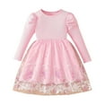 thumbnail image 1 of Gytharion Kids Flower Girl Dresses 3-10 Years, Stylish Fairy Print Tulle Tutu Dress Toddler Girls Flowy A-Line Swing Party Dress Cute Long Sleeve Princess Dress with Puff Sleeves, 1 of 9