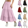 thumbnail image 1 of Gytharion Kids Flowy Skirts for Girls 4-15 Years, Summer Solid A-Line Ruffle Swing Tiered Pleated Long Skirt Cute Casual Drawstring Elastic High Waist Boho Maxi Skirt, 1 of 8
