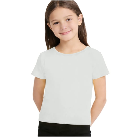 Gytharion Kids Summer T-Shirts for Girls 1-10 Years, Cute Solid Bow Crew Neck Pullover Tops Toddler Girls Soft Comfy Short Sleeve Blouses