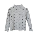 thumbnail image 1 of Gytharion Kids Thermal Undershirts for Girls 1-11 Years, Cute Bow Print Long Sleeve Base Layer Tee Top Little Girls Soft Comfy Lettuce Trim Mock Neck Blouses, 1 of 5