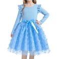 thumbnail image 1 of Gytharion Kids Tutu Dresses for Little Girls 1-8 Years, Cute Ruffle Long Sleeve Bow Waist-Tie Princess Dress Summer Solid Casual A-Line Tulle Party Dress, 1 of 5