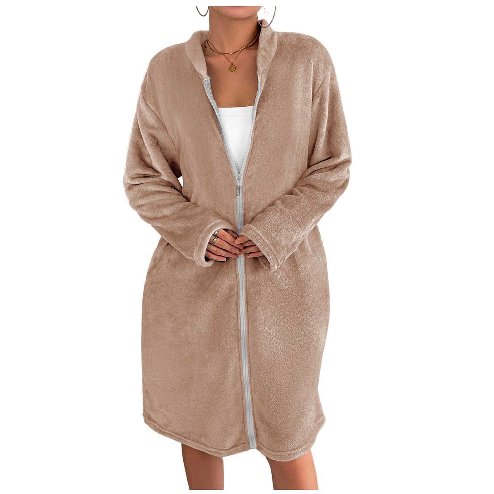 knee length fluffy dressing gown Fluffy cut fur short dressing gown | Black