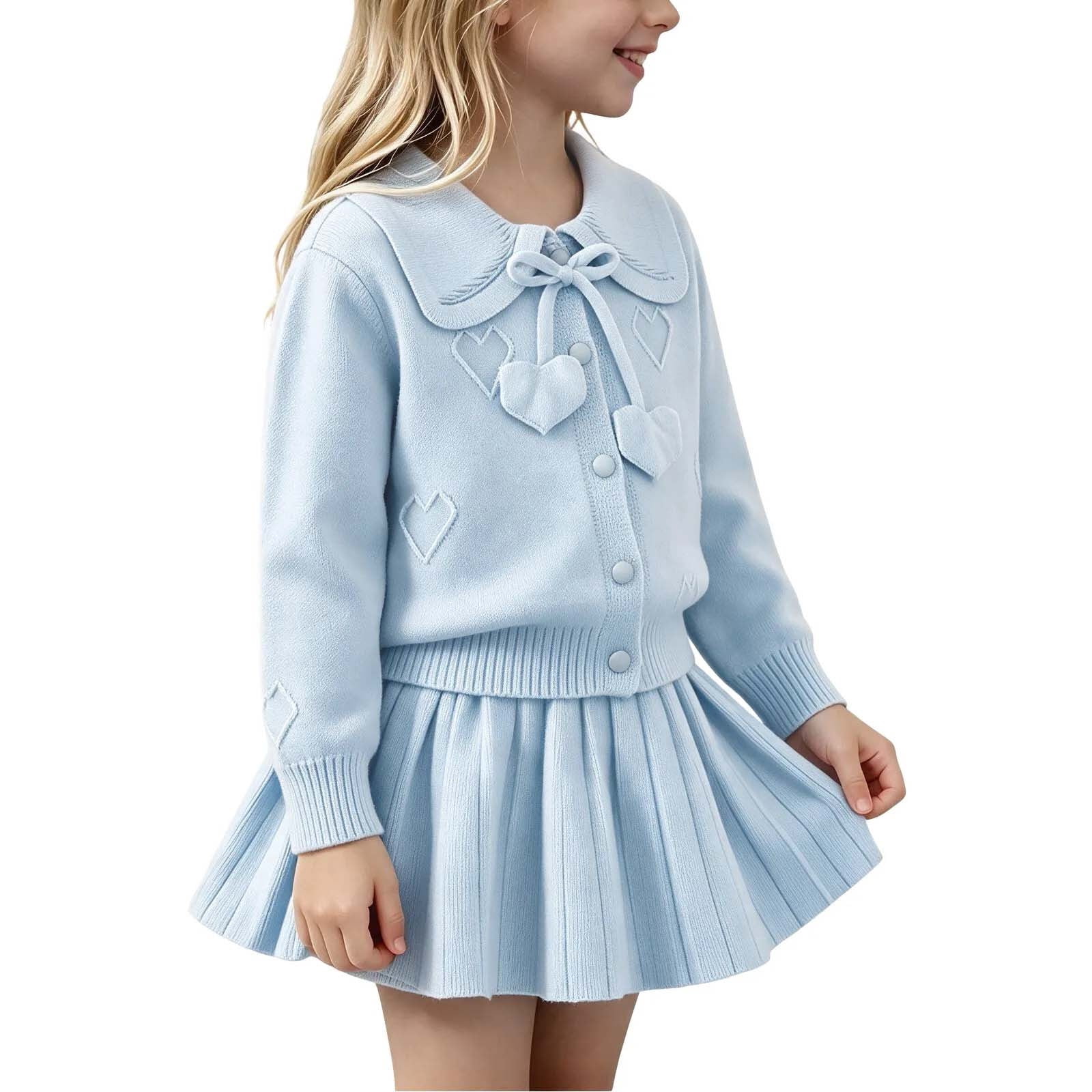 Mini Mllk Gytharion Knit Set for Girls Winter Crew Neck Top and Mini Skirt Outfit ...
