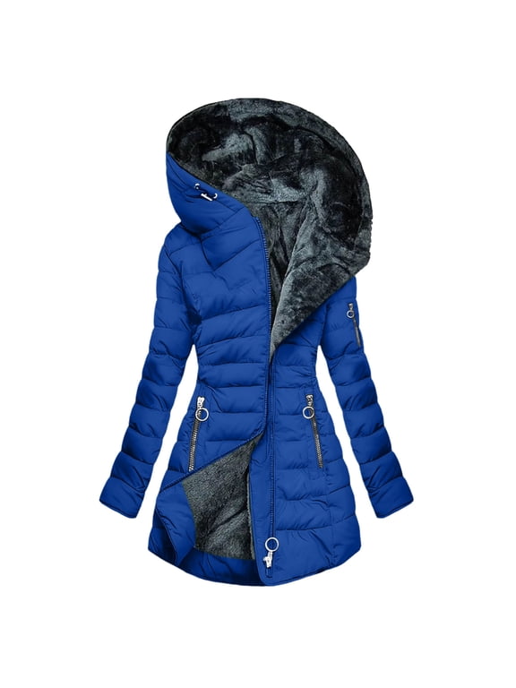 Long Sherpa Fleece Lined Down Coats for Women Plus Size Loose Comfy Winter Puffer Jacket Long Sleeve Quilted Padded Hooded Overcoat Fashion Casual Full Zip Trench Coat with Pockets