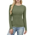 thumbnail image 1 of Gytharion Long Sleeve Shirts for Women Fall Soft Comfy Crew Neck Pullover Top Stretchy Slim Fit Ribbed Knit Basic Blouses, 1 of 6