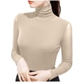 thumbnail image 1 of Gytharion Long Sleeve Shirts for Women Fashion Solid Casual Turtleneck Blouse Fall Soft Comfy Warm Pullover Top Stretchy Slim Fit Basic Shirt, 1 of 4
