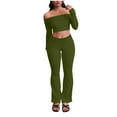 thumbnail image 1 of Gytharion Lounge Sets for Women 2 Piece Outfits Long Sleeve Off The Shoulder Tops and Elastic Waist Long Pants Sets Fashion Slim Fit Tracksuit Sets for Prom Party, 1 of 7