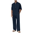 thumbnail image 1 of Gytharion Men's 2 Piece Fall Outfits Long Sleeve Button Stand Collar Shirts and Sweatpants Sets Fashion Casual Tracksuits with Pockets, 1 of 7