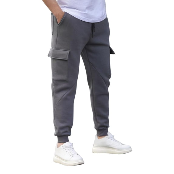 Gytharion Men's Big & Tall Tapered Cargo Joggers Solid Color Athletic Workout Sweatpants with Pockets Drawstring Elastic Waist Track Pants