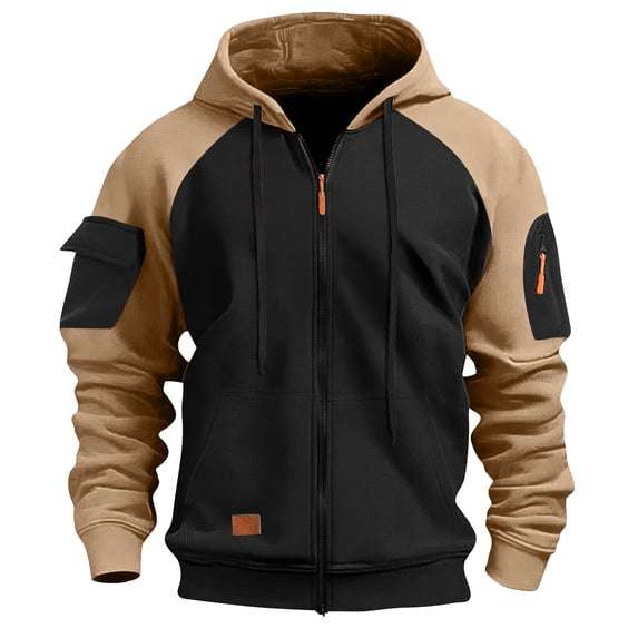 Gytharion Men's Big and Tall Color-blocking Zip-up Hoodies Long Sleeve Drawstring Hooded Sweatshirts Casual Fashion Jackets with Arm Pockets
