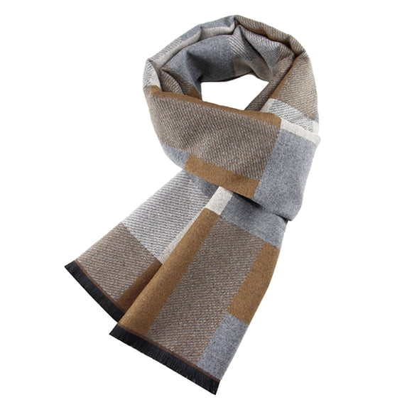 Gytharion Men's Color Block Winter Scarf Brushed Thick Long Neck Scarf Fringe Trim Warm Cold Weather Scarves