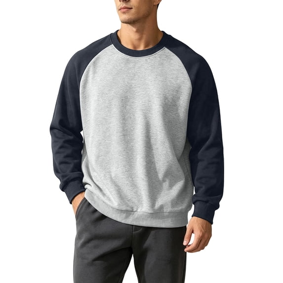 Gytharion Men's Color-blocking Sweatshirts Raglan Sleeve Solid Color Classic Pullovers Fall Comfortable Pullover Tops