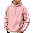 thumbnail image 1 of Gytharion Men's Contrast Stripe Hoodies Drawstring Kangaroo Pockets Solid Color Casual Pullovers Winter Warm Classic Sports Sweatshirts, 1 of 6