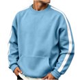 thumbnail image 1 of Gytharion Men's Contrast Stripe Sweatshirts Crew Neck Kangaroo Pockets Ribbed Cuffs Comfortable Pullovers Fall Winter Sports Sweatshirts, 1 of 8