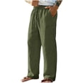 thumbnail image 1 of Gytharion Men's Cotton Linen Pants Lounge Baggy Solid Color Drawstring Pant Elastic Waisted Comfy Trousers with Pockets, 1 of 5