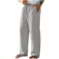 thumbnail image 1 of Gytharion Men's Cotton Linen Pants Lounge Baggy Solid Color Drawstring Pant Elastic Waisted Comfy Trousers with Pockets, 1 of 5